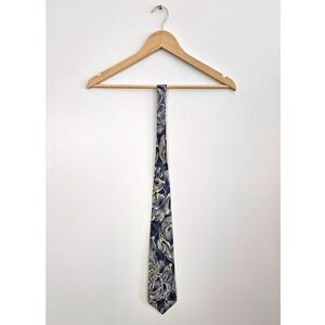 BRIONI Italy 100% Silk Tie Blue Grey‎ Abstract Floral Luxury Modernist Mens OS